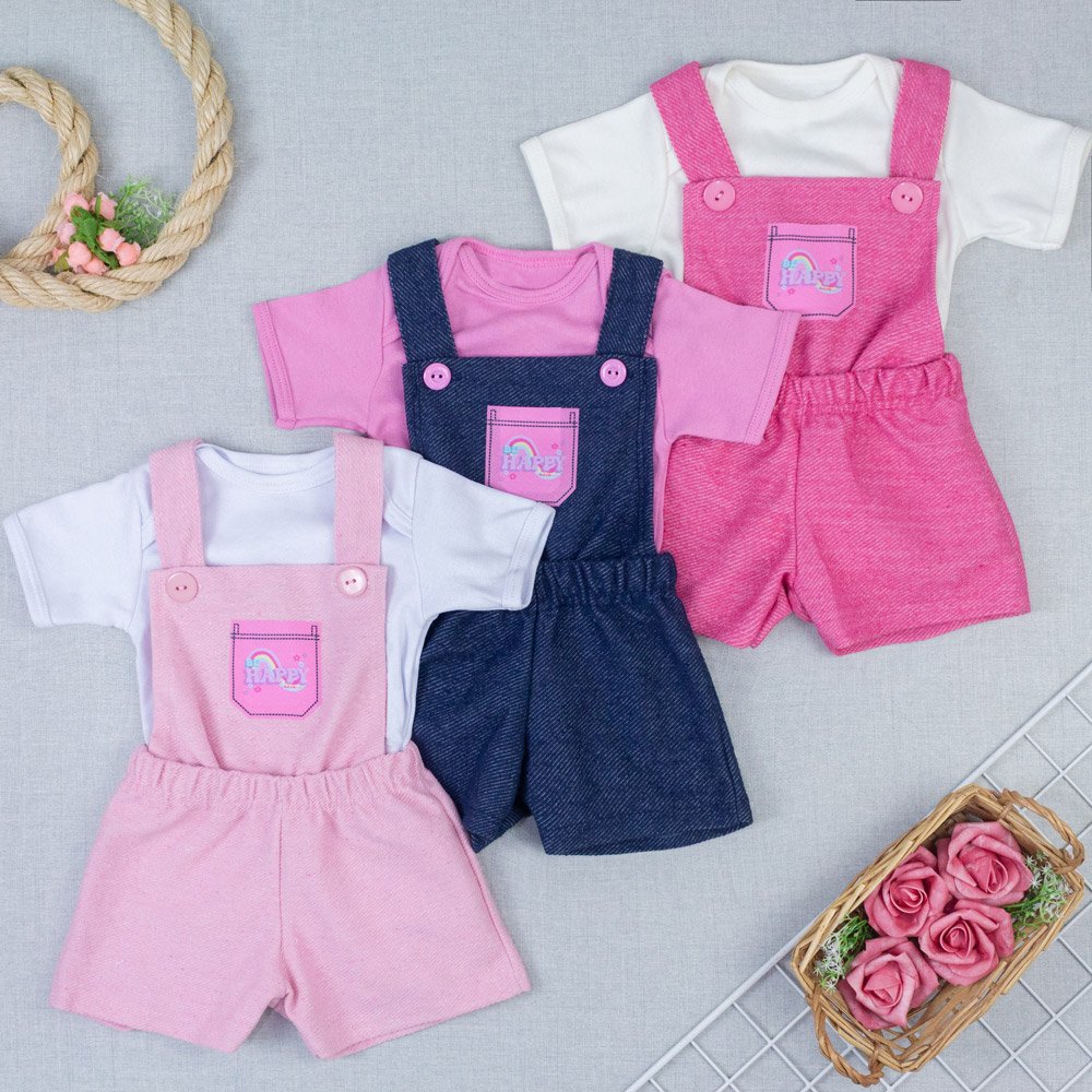 Kit Jardineira E Body Bebê Menina Estilo E Conforto