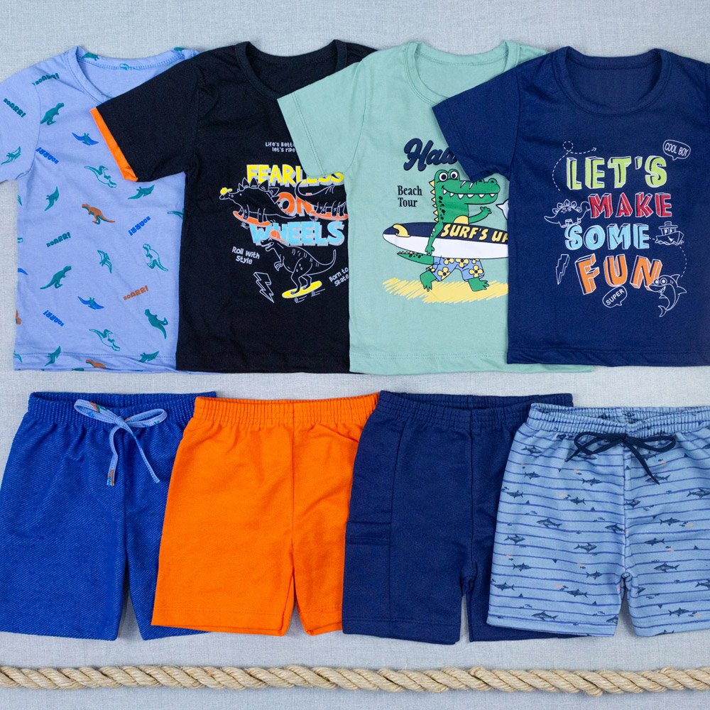 Conjunto Camiseta Estampada E Bermuda Infantil Menino - Marinho
