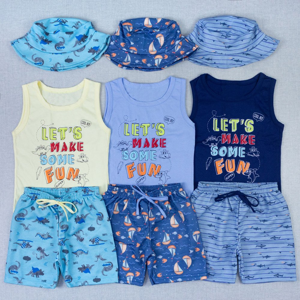 Kit Infantil Regata Bermuda Chapéu Diversão Completa No Verão - Imagem 6