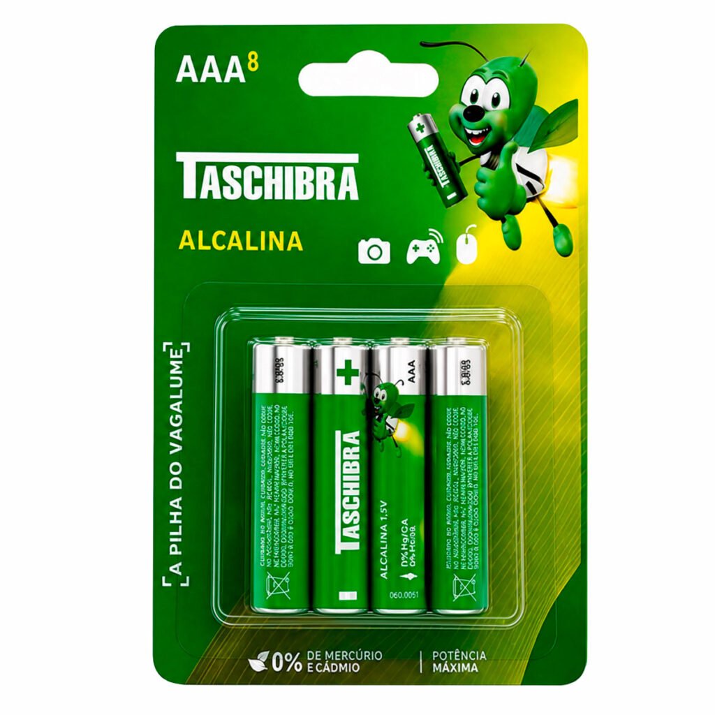 Pilha Alcalina Aaa Palito 08 Unidades Taschibra
