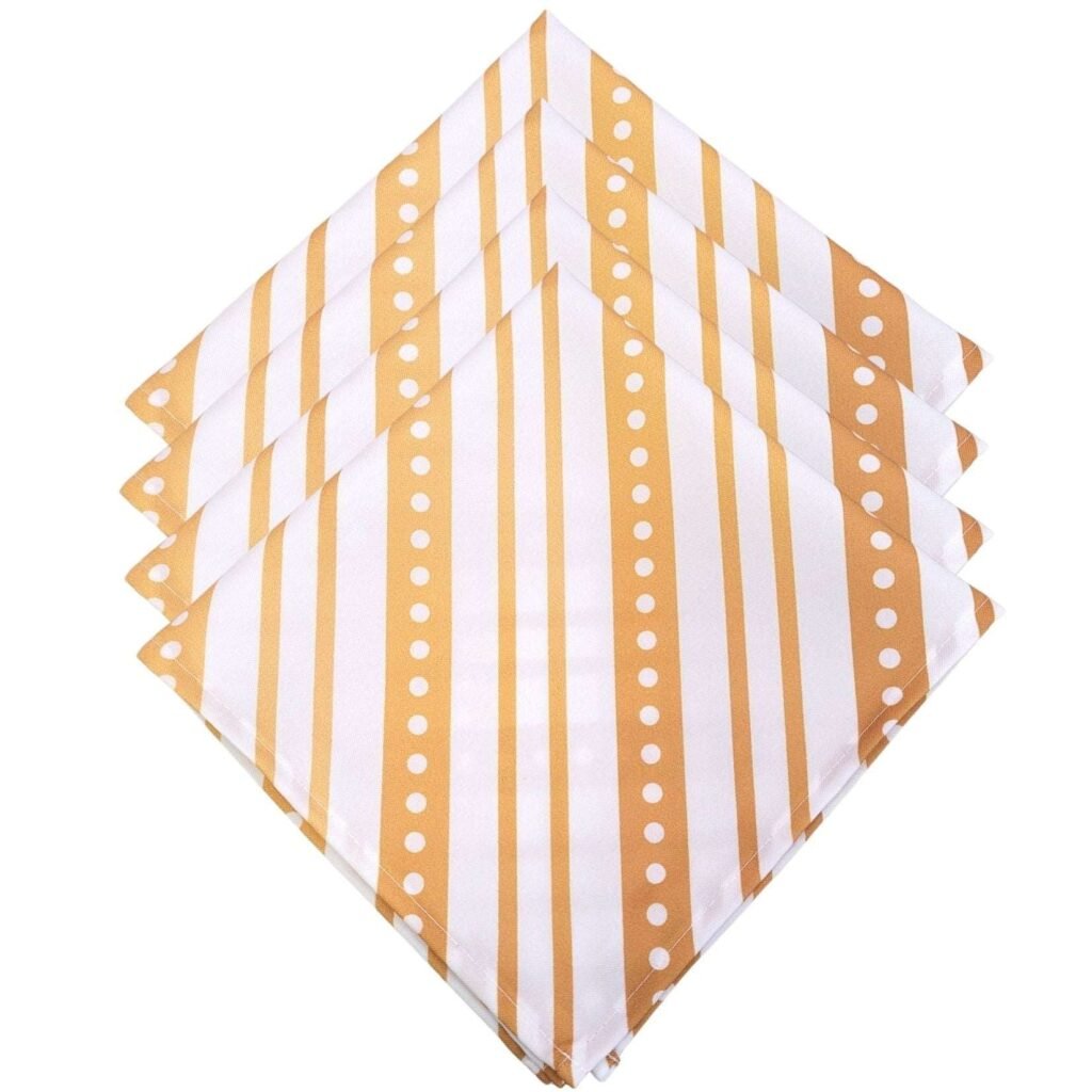 Kit 4 Guardanapos De Tecido Listrado Natal Dourado 40cmx40cm Cor:dourado Natal - UN / 4