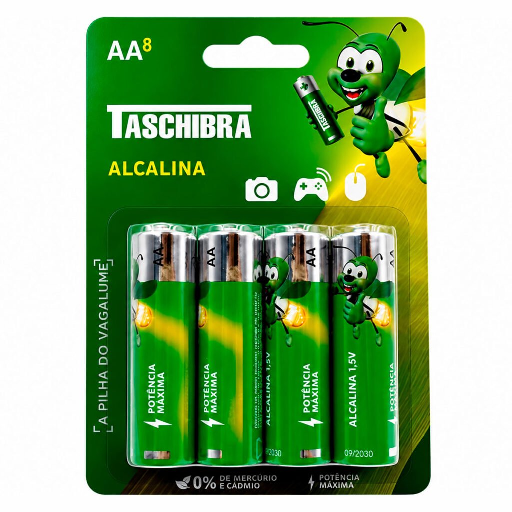 Pilha Alcalina Aa 08 Unidades Taschibra