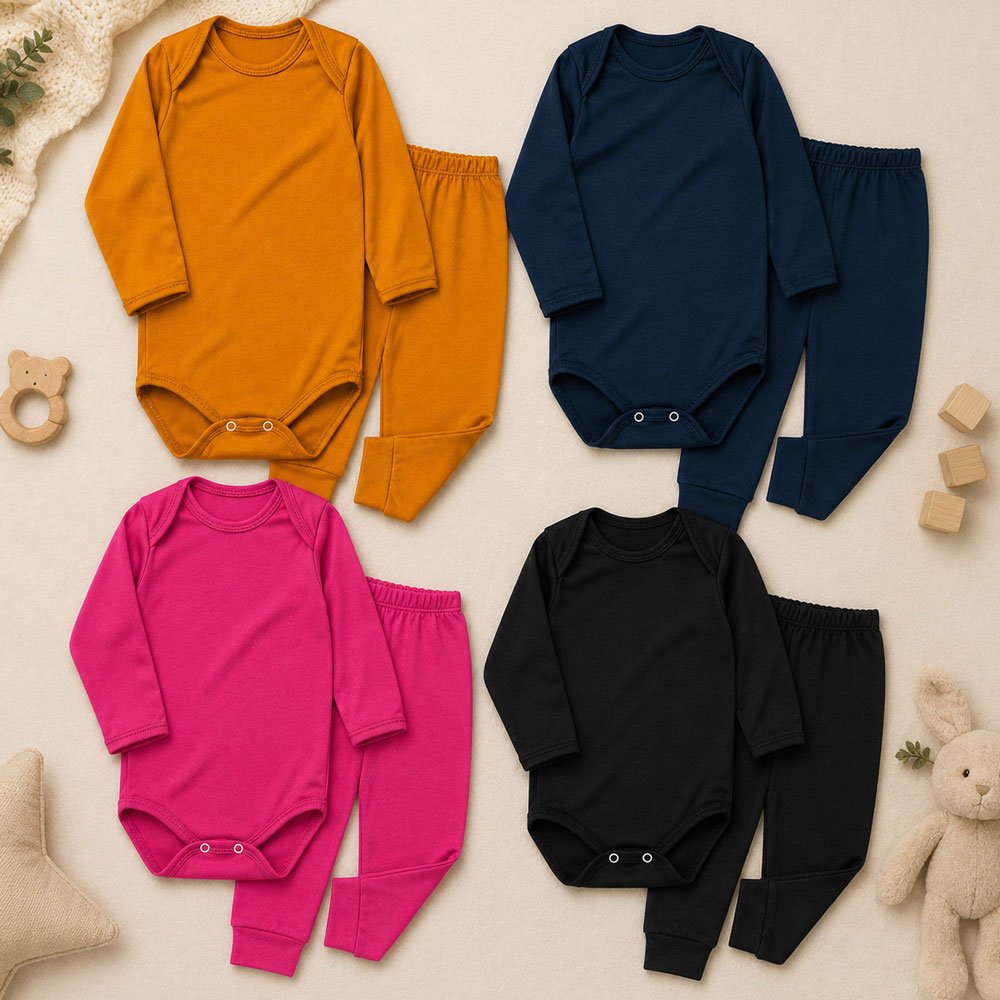 Conjunto Infantil Térmico Body E Calça Noite Quentinha 12 A 24 Meses