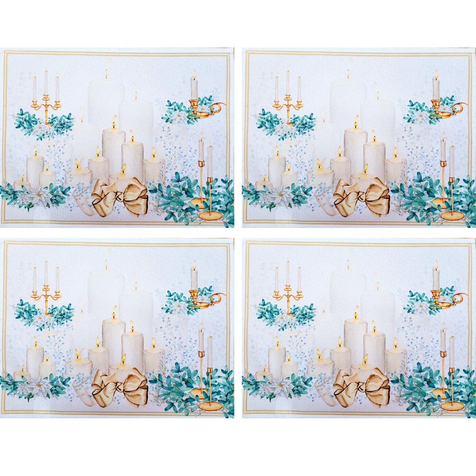 Kit 4 Jogos Americanos Velas De Natal Maravilha Impermeável 43cmx34cm - UN / 4 - Imagem 2