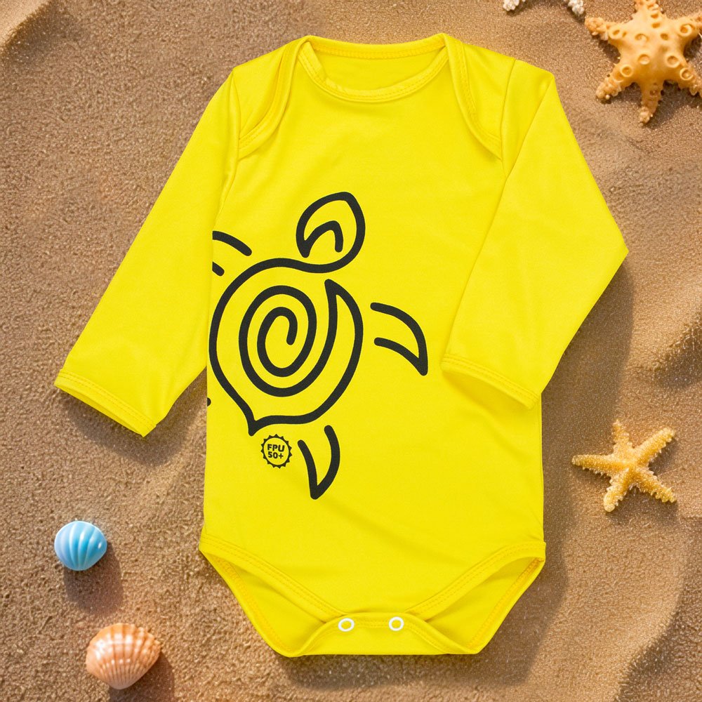 Body Longo Uv50+ Amarelo – Ideal Para Praia E Piscina
