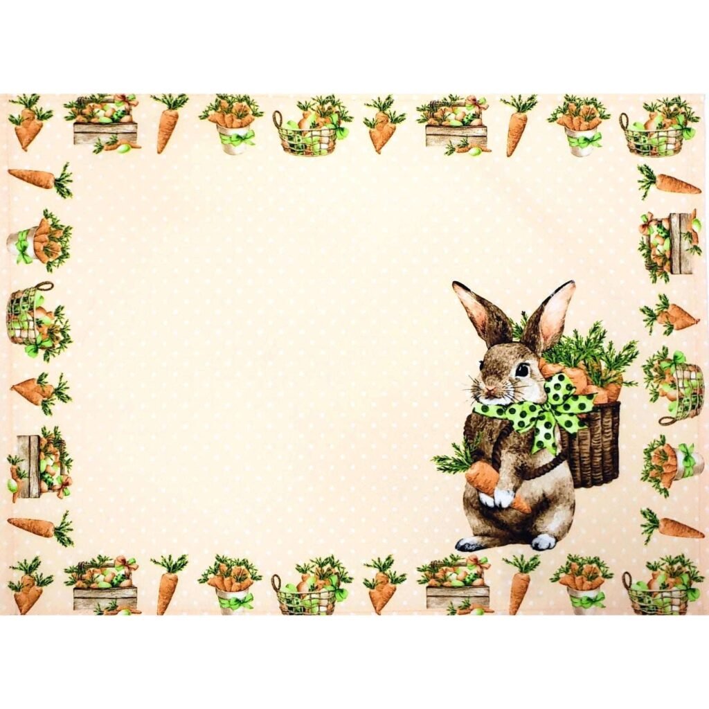 Kit 4 Jogos Americanos Cesta Coelho Da Páscoa Poá Laranja 43cmx34cm Cor:laranja - UN / 4