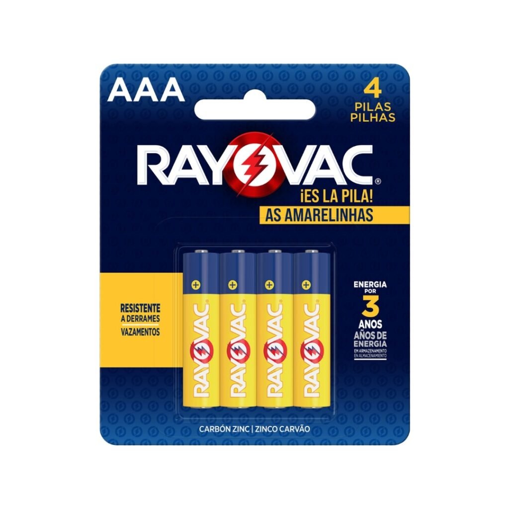 Pilha Zinco Aaa4 Rayovac Amarelinhas Cartela Com 04 Unidades