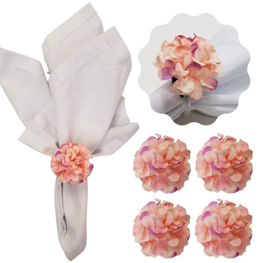 Kit 4 Porta Guardanapo Mimosa Flor Crisântemo Cor:rosa Mesclado - UN / 4