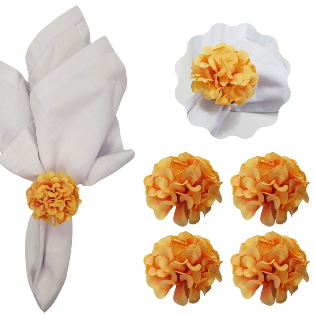 Kit 4 Porta Guardanapo Mimosa Flor Crisântemo Cor:amarelo - UN / 4
