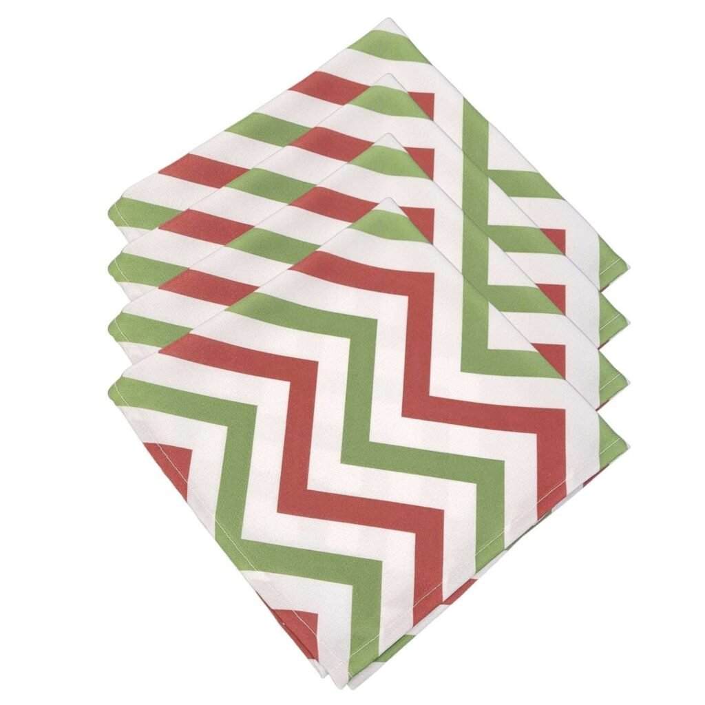 Kit 4 Guardanapos De Tecido Chevron Natal Vermelho Verde 40cmx40cm Cor:branco - UN / 4