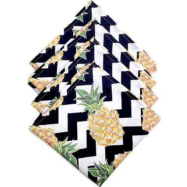 Kit 4 Guardanapo De Tecido Zigzag Abacaxi 40cmx40cm Cor:amarelo;estampa:frutas - UN / 4