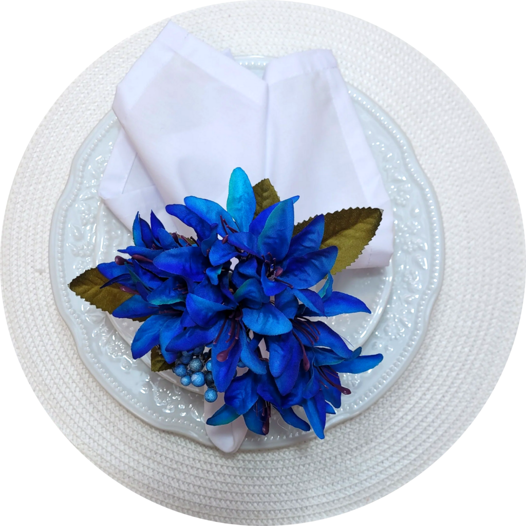 Kit 4 Porta Guardanapos Celebration Flor Lírios Da Charlo Cor:azul Royal - UN / 4