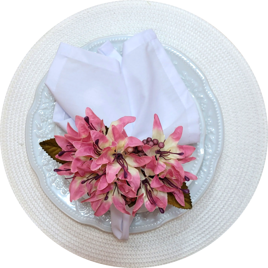 Kit 4 Porta Guardanapos Celebration Flor Lírios Da Charlo Cor:rosa - UN / 4
