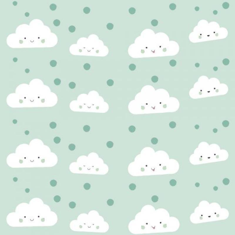 Papel De Parede Infantil Nuvem Verde