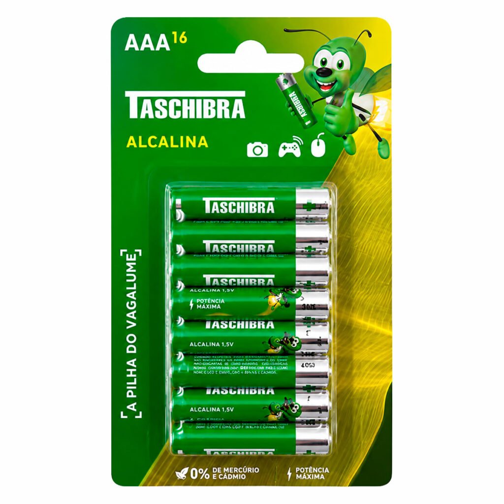 Pilha Alcalina Aaa Palito 16 Unidades Taschibra