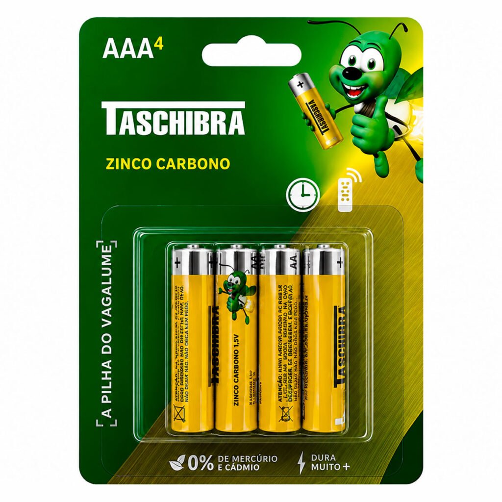 Pilha Comum Aaa Palito 04 Unidades Taschibra