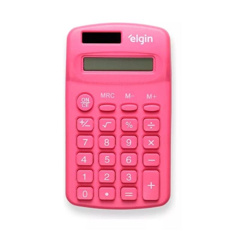 Calculadora Bolso Rosa 8 Dig. Solar Cb1485r Elgin