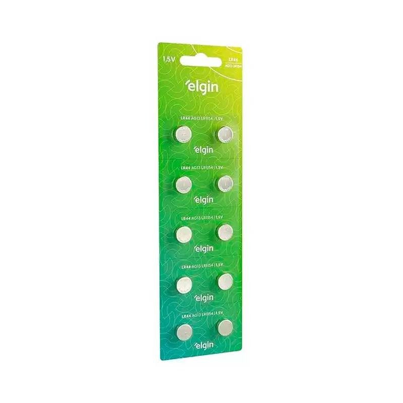Bateria Alcalina Lr44 Elgin Cartela Com 10 Unidades