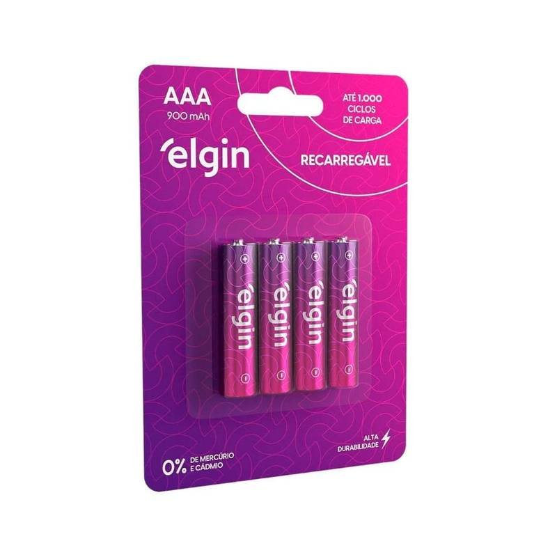 Pilha Recarregável Aaa 900mah Elgin