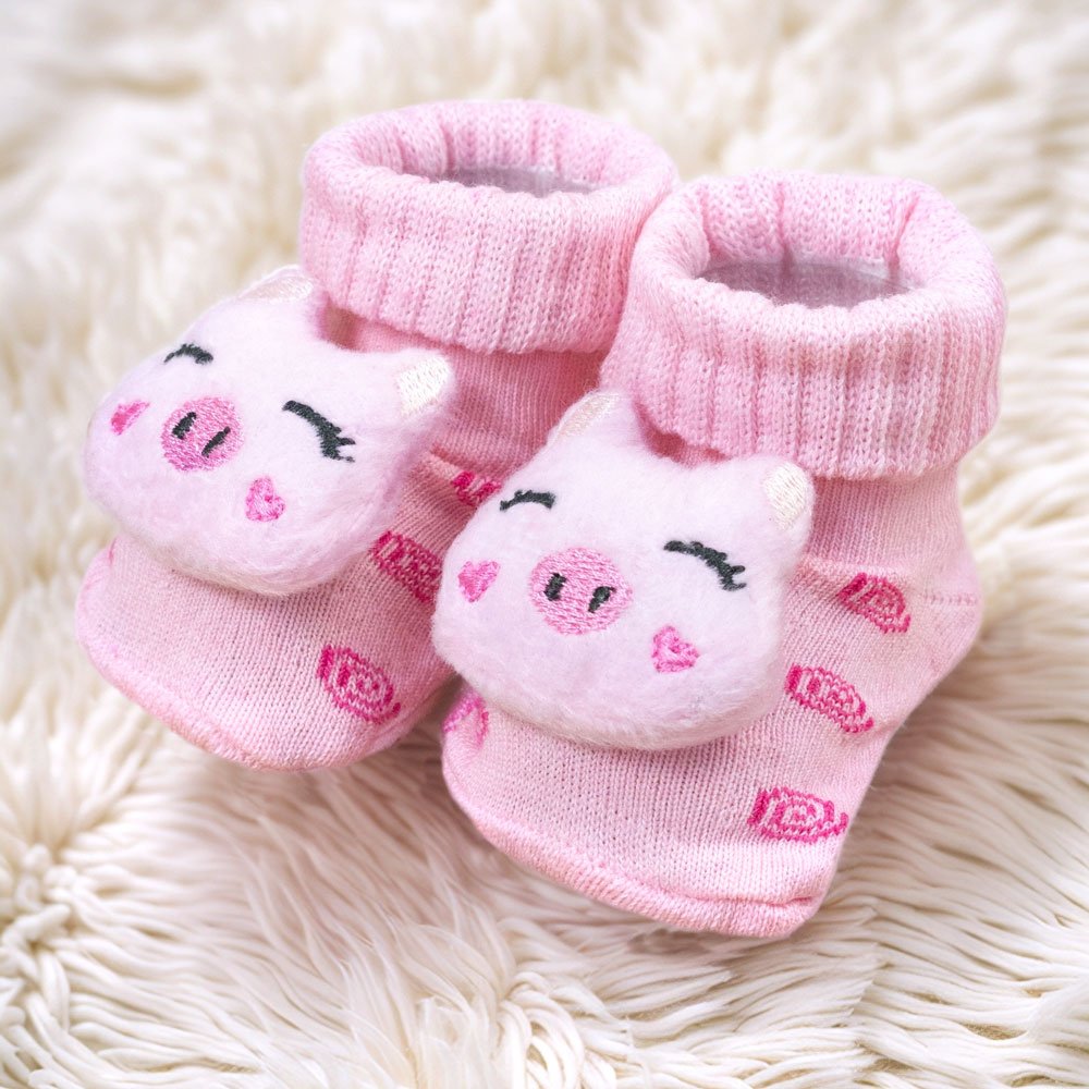 Par De Pantufas Rosa Porquinha - Quentinho E Estilo Para Seu Bebê
