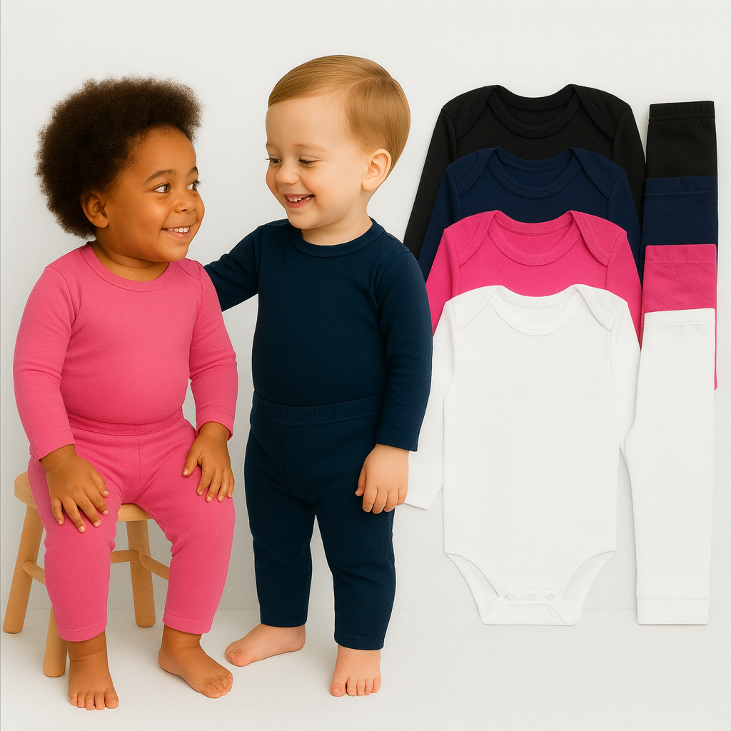 Conjunto Básico Body E Calça 100% Algodão Para Uso Diário Do Bebê